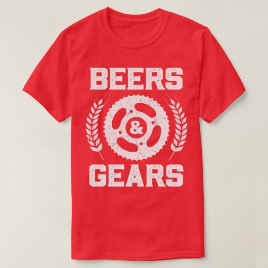 ビールとギアサイクリングサイクリスト Tシャツ (デザイン正面)