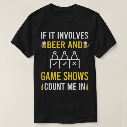 ビールとゲームのテレビ番組 Tシャツ (デザイン正面)