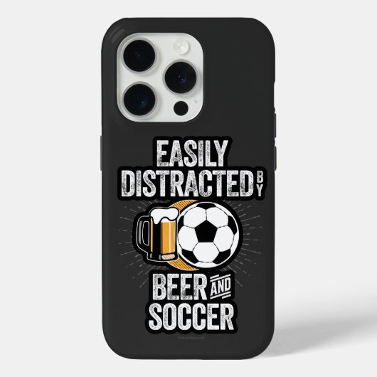 ビールとサッカーのケースメイトiPhに容易に気を取られる Case-Mate iPhoneケース (裏面)