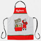ビールとサンタ付き赤いアイチェスト エプロン (正面)