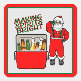 ビールとサンタ付き赤いアイチェスト スクエアシール