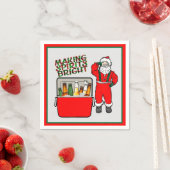 ビールとサンタ付き赤いアイチェスト スタンダードカクテルナプキン (インサイチュ)