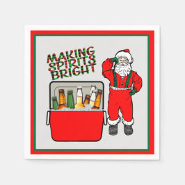 ビールとサンタ付き赤いアイチェスト スタンダードカクテルナプキン