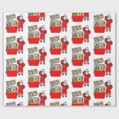 ビールとサンタ付き赤いアイチェスト ラッピングペーパー (フラット)