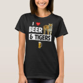 ビールとタイガースの飲おもしろいみ動物愛好家 Tシャツ (正面)