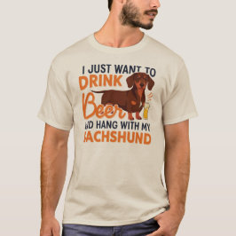ビールとダックスフントと一緒に過ごしたい Tシャツ