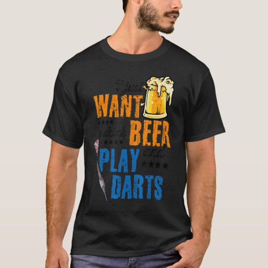 ビールとダーツダーティン遊グDを飲みたい Tシャツ (正面)