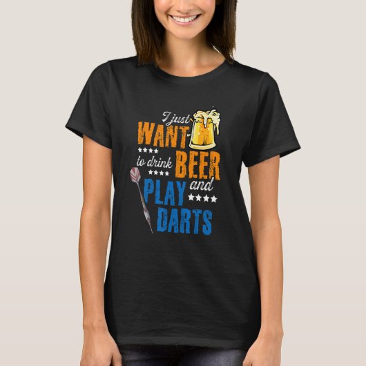 ビールとダーツダーティン遊グDを飲みたい Tシャツ (正面)
