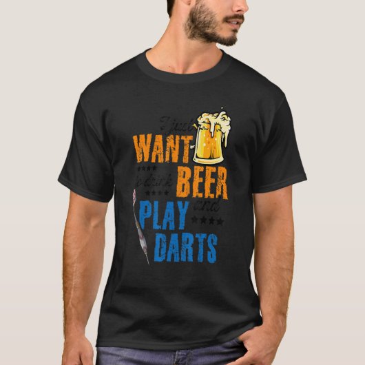 ビールとダーツダーティン遊グDを飲みたい Tシャツ (正面)
