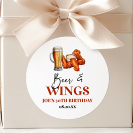 ビールとチキンウィングスの誕生日パーティーの景品ステッカー ラウンドシール