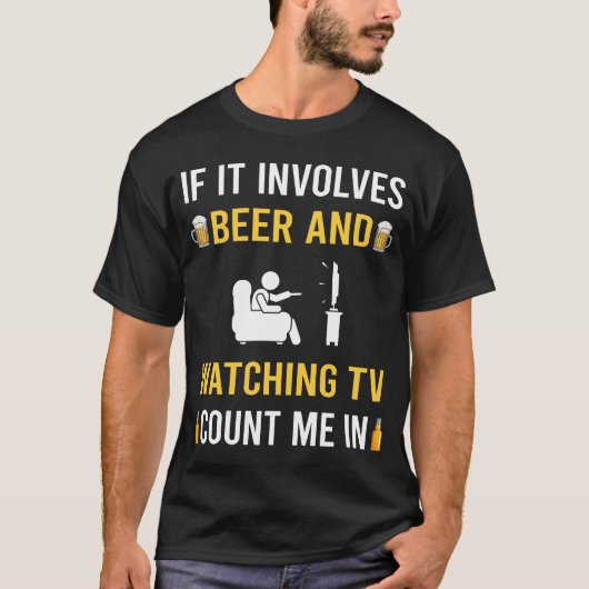 ビールとテレビ視聴 Tシャツ (正面)