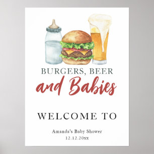 ビールとハンバーガーのベビーシャワー ポスター