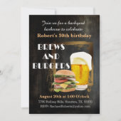 ビールとバンバー バックヤードクックアウト BBQ 誕生日 招待状 (正面)