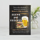 ビールとバンバー バックヤードクックアウト BBQ 誕生日 招待状 (スタンド正面)