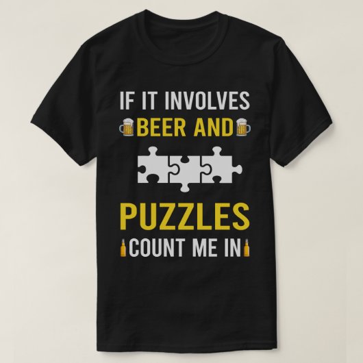 ビールとパズル Tシャツ (デザイン正面)