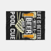 ビールとビリヤードを飲むプおもしろいールキュー フリースブランケット (正面(横))