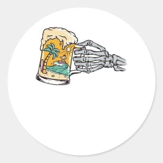 ビールとビーチ ラウンドシール (正面)