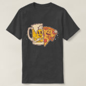 ビールとピザかわいおもしろい最高の友ピザ Tシャツ (デザイン正面)