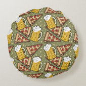 ビールとピザのグラフィックパターン ラウンドクッション (裏面)