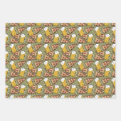 ビールとピザのグラフィックパターン ラッピングペーパーシート (正面3)