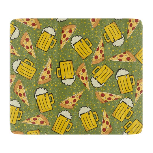 ビールとピザパターン カッティングボード (正面)