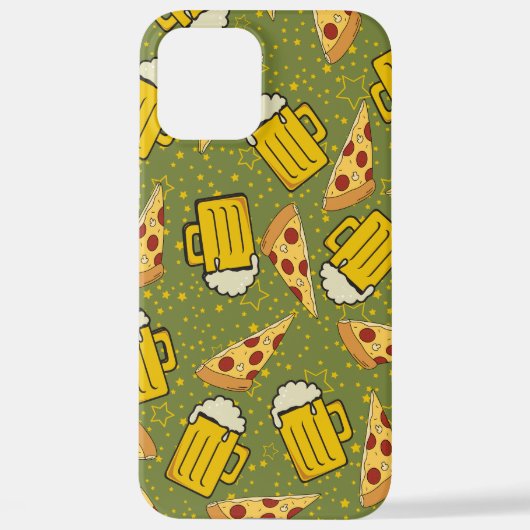ビールとピザパターンiPhone iPhoneケース (裏面)