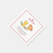 ビールとピザパーフェクトペア婚約パーティ スタンダードカクテルナプキン (角)