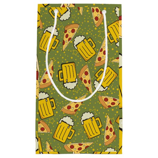 ビールとピザ好き スモールペーパーバッグ (正面)