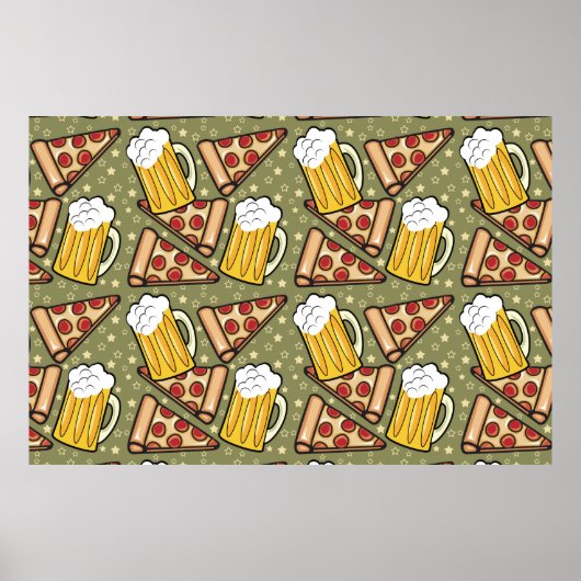 ビールとピザ好き ポスター (正面)