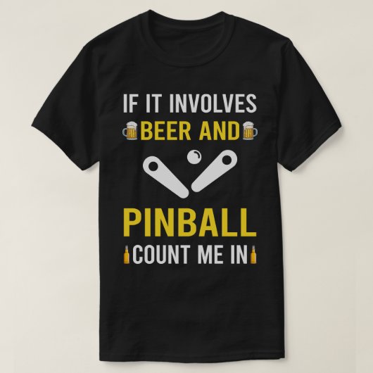 ビールとピンボール Tシャツ (デザイン正面)