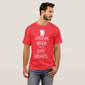 ビールとブラットを飲食べみる Tシャツ (正面フル)
