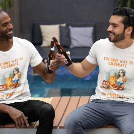 ビールとプレッツェルのあるオクトーバーフェストパーティーのAIアート Tシャツ