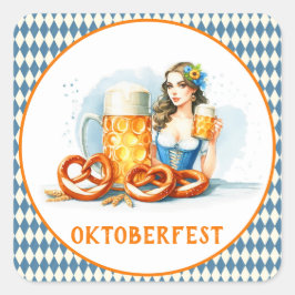 ビールとプレッツェルのあるオクトーバーフェストパーティー ai スクエアシール