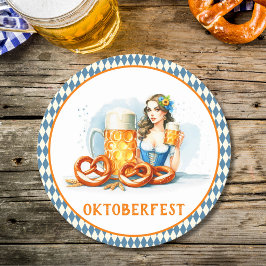ビールとプレッツェルのあるオクトーバーフェストパーティー ai ラウンドペーパーコースター