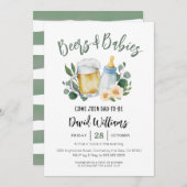 ビールとベビーグリーンリーベビーシャワー招待状 招待状 (正面/裏面)