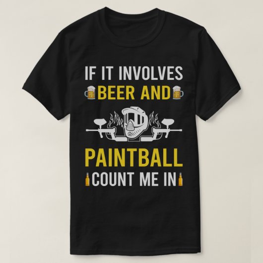 ビールとペイントボール Tシャツ (デザイン正面)