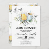 ビールとボトルのベビーシャワー 招待状 (正面/裏面)
