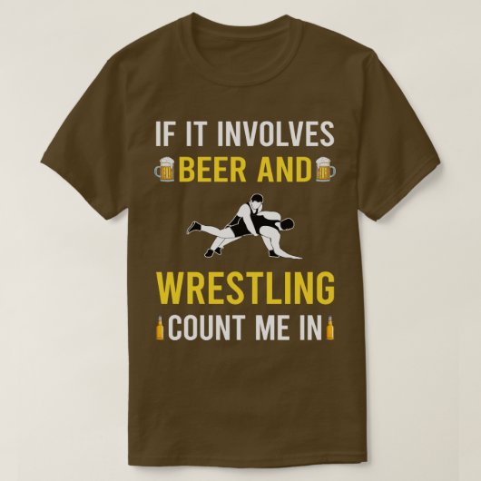 ビールとレスリング力士 Tシャツ (デザイン正面)