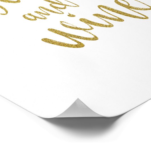 ビールとワインの金ゴールドグリッター結婚8x10のサイン ポスター (角)