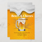 ビールと乾杯！誕生日パーティーのご招待 招待状 (正面/裏面)