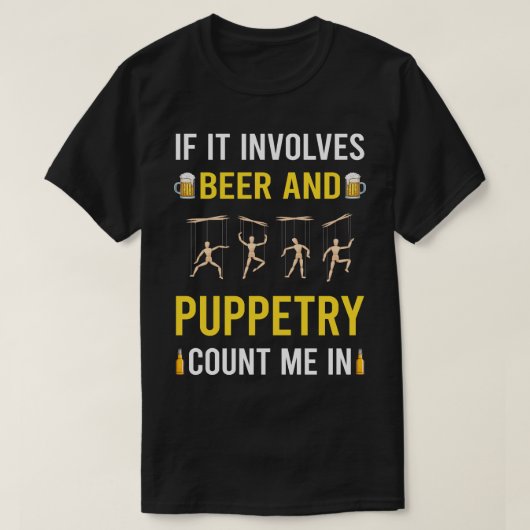 ビールと人形の操り人形 Tシャツ (デザイン正面)