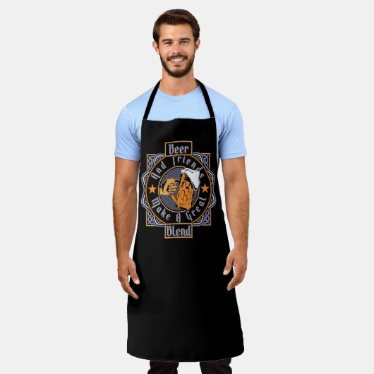 ビールと友達が混素晴らし合エプロン エプロン (着用した状態)