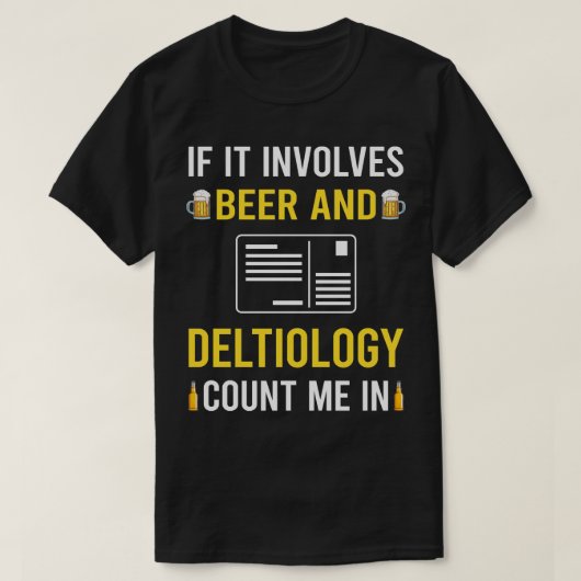 ビールと嗜好学はがきポストカード Tシャツ (デザイン正面)