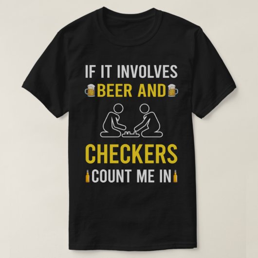 ビールと市松模様に Tシャツ (デザイン正面)