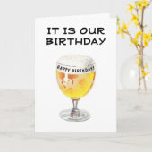 **ビールと応援**幸せな「相互誕生日」 カード (黄色い花)