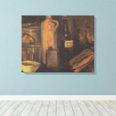 ビールと植物陶器ガラスを使った静物詩 キャンバスプリント (インサイチュ (ウッドフロア))