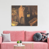 ビールと植物陶器ガラスを使った静物詩 キャンバスプリント (インサイチュ (リビング))