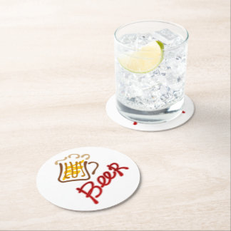 ビールと泡の丸い紙コースター ラウンドペーパーコースター