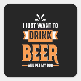 ビールと犬 スクエアシール