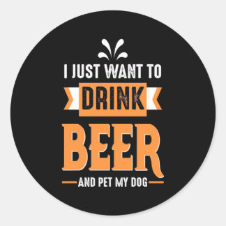 ビールと犬 ラウンドシール